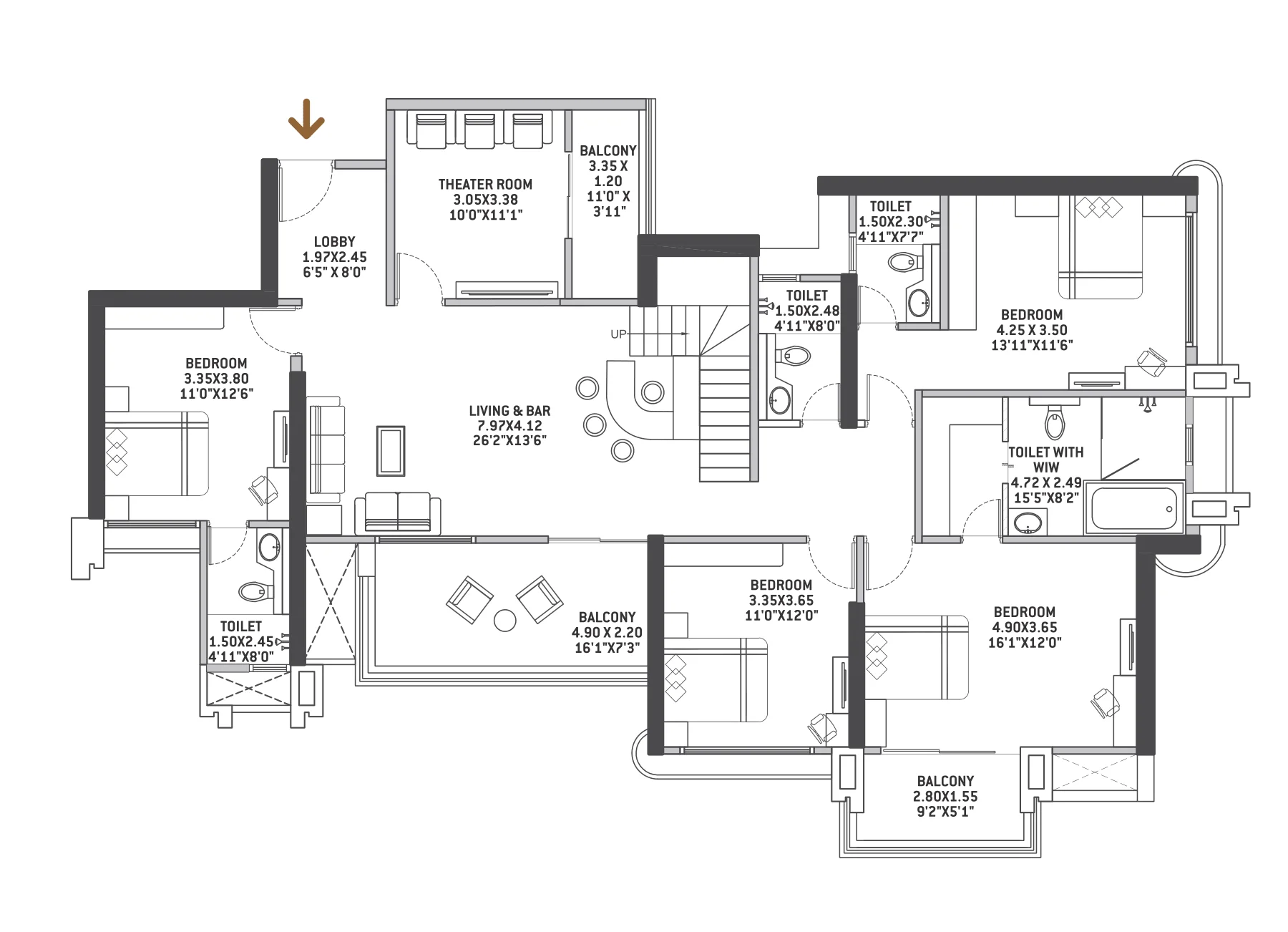 floor plan for 3 bhk in kharadi